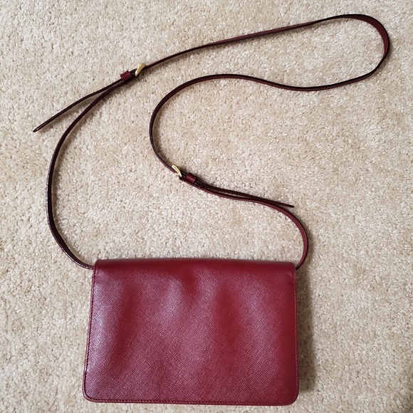 Prada Burgundy Saffiano crossbody WOC - Picture 3 of 8